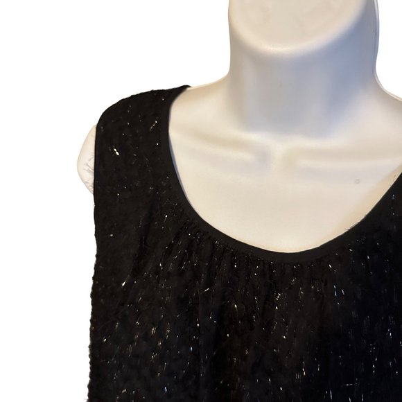 Melissa Paige black glitter tie bottom fuzzy top size L - Picture 7 of 9